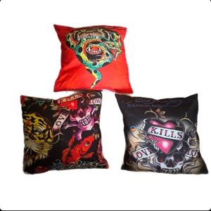 Ed hardy pillow cases for 40 * 40 pillows. (Pillows not included)